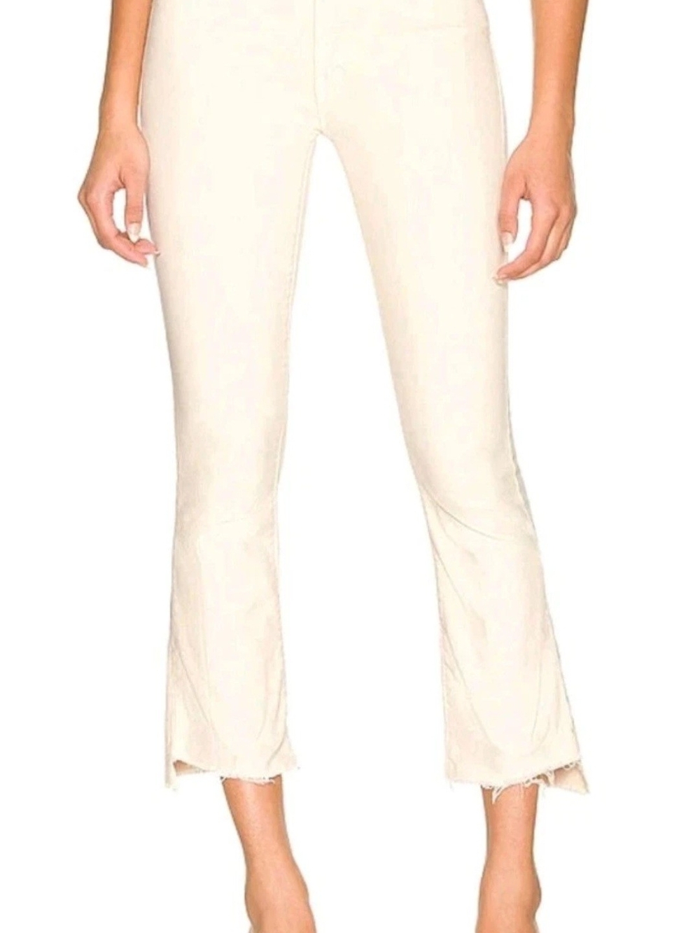 Mother The Insider Crop Step Fray Fairest of Them All White Denim Jeans Size 26